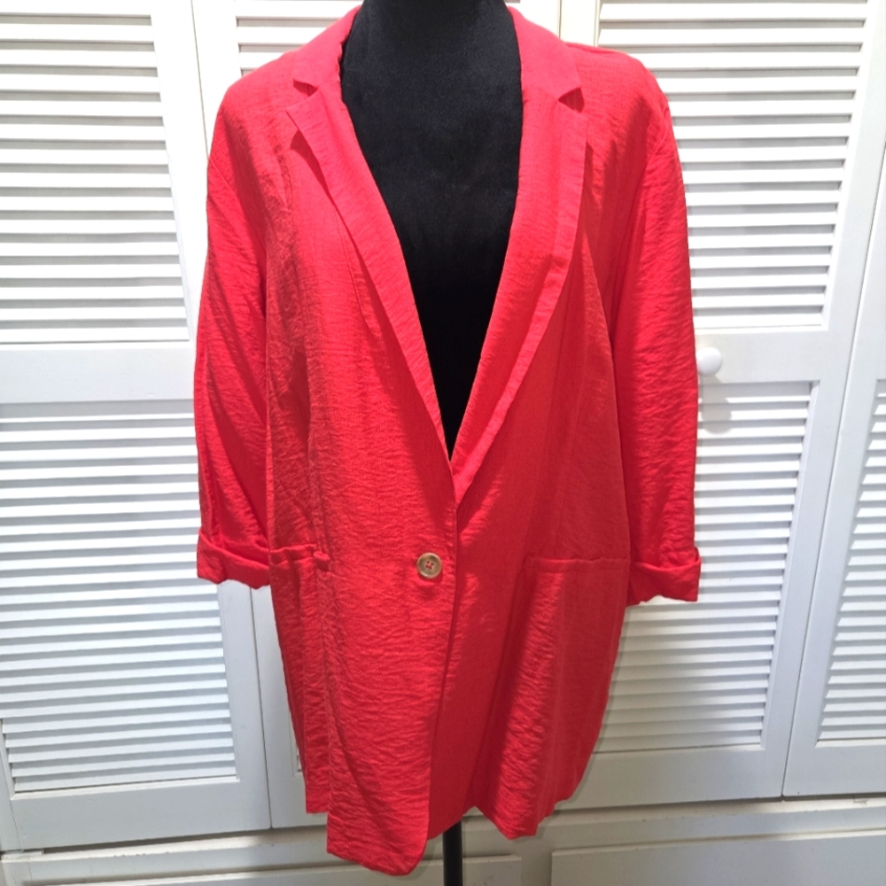 Maurices Bright Red Women's Blazer XL 3/4 Sleeve